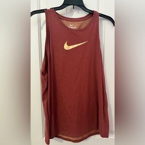 NIKE Dri-Fit Sleeveless Mauve Gold Swoosh Gym Workout Fitness Tank Woman’s Sz L
